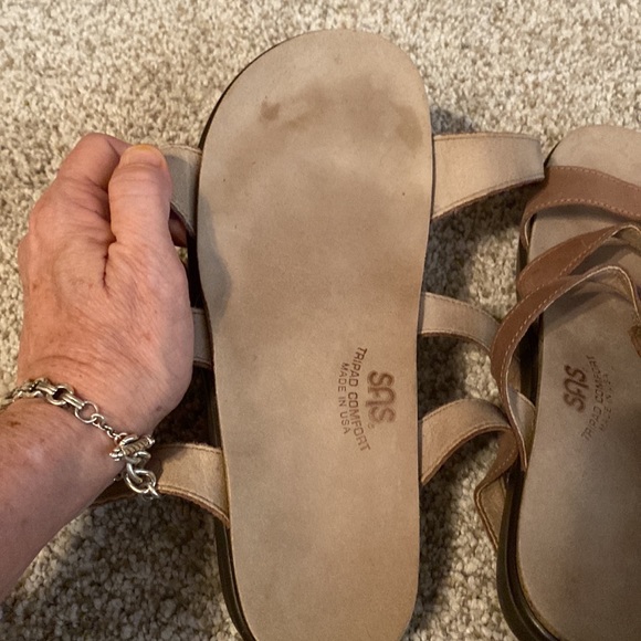 SAS Naples Tan Leather Slip on Sandals size 7 - Picture 7 of 9